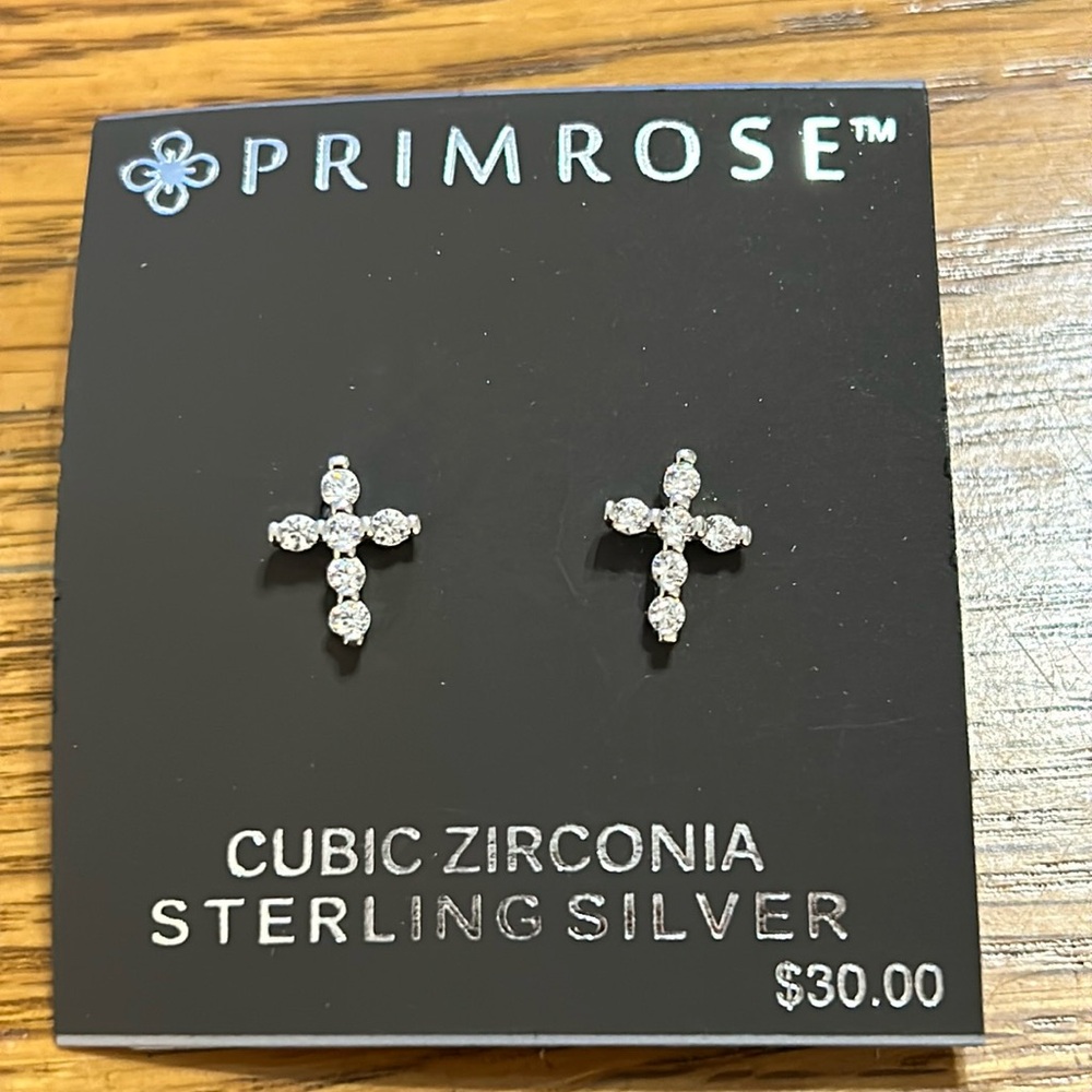 NWT Primrose Sterling silver cross earrings
